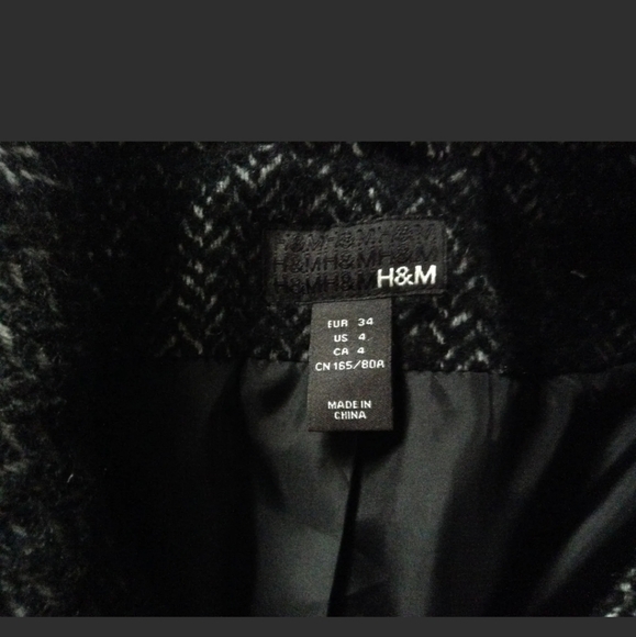 H&M Women's Peacoat Size 4 Wool Blend Black/Gray - Picture 5 of 12